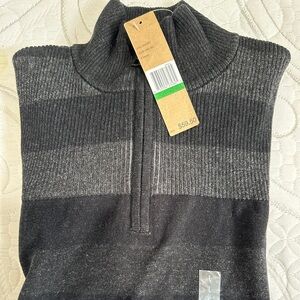 Men’s NWT DKNY Black Dark Grey Half Zip Pullover Sweater Size L